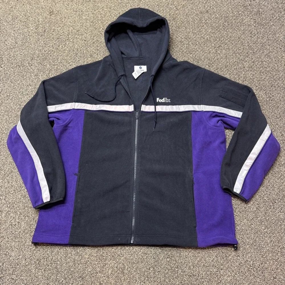 FedEx Jacket Men XL VF Imagewear Hoodie Hooded Sweatshirt Zip Fleece Reflective